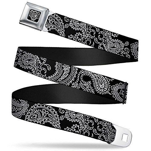 Buckle-Down Unisex-Erwachsene Sicherheitsgurt Paisley XL, Schwarz/Weiß, 3,8 cm breit – 81,3-132,1 cm lang, Mehrfarbig von Buckle-Down