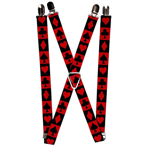 Buckle-Down Unisex-Erwachsene Suspenders-Alice In Wonderland Card Suits Red/Black Strumpfhalter, Mehrfarbig, Einheitsgröße von Buckle-Down