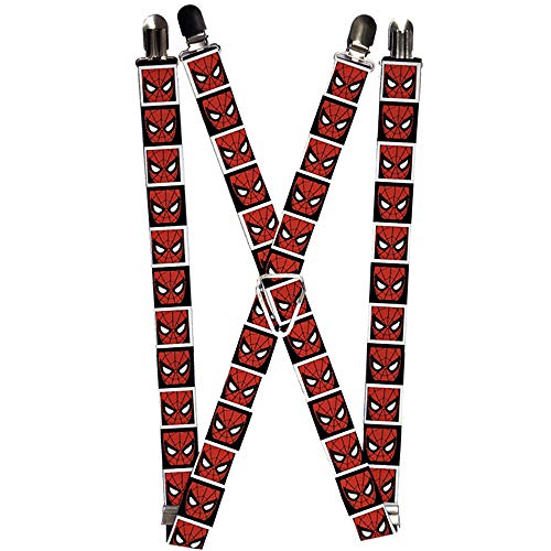 Buckle-Down Unisex-Kinder Marvel Comics Suspenders-Spider-Man Face Black/White Block Strumpfhalter, Mehrfarbig, Einheitsgröße von Buckle-Down