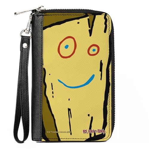 Buckle-Down Warner Bros. Animation Wallet Zip Around Ed Edd n Eddy Plank Smiling Face Close Up Yellow Vegan Leather, gelb, 7.5"x4.5", Casual von Buckle-Down