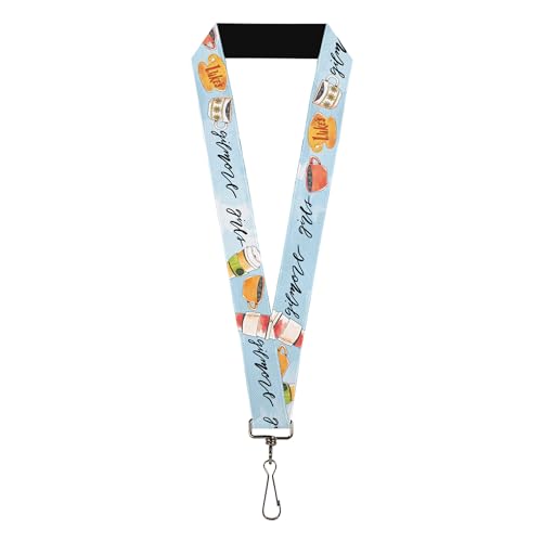 Buckle-Down Warner Bros. Entertainment Inc. Schlüsselband, Gilmore Girls Lukes Coffee Shop Icons and Script Blue, Elastic, Mehrfarbig, 44" x 1" von Buckle-Down