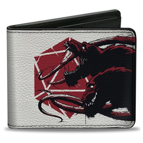 Buckle-Down Wizards of the Coast Wallet Bifold Dungeons and Dragons Demogorgon and Dice Japanese Text White Vegan Leather, Weiss/opulenter Garten, 4.0" x 3.5", Casual von Buckle-Down