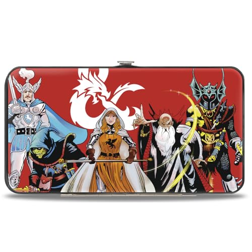 Buckle-Down Wizards of the Coast Wallet Hinged Dungeons and Dragons Group Pose and Ampersand Icon Red White Vegan Leather von Buckle-Down