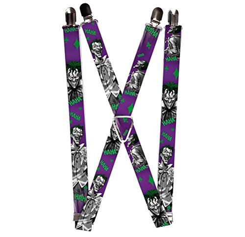 Buckle Down unisex - erwachsene Suspenders - Joker Laughing Poses Haha Purple/green/black/wh Hosenträger - mehrfarbig - von Buckle-Down