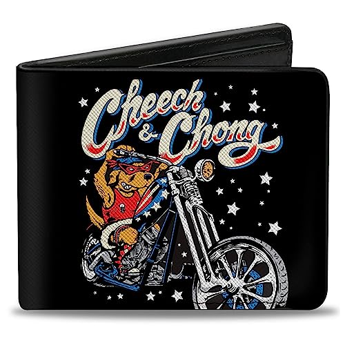 Cheech & Chong Geldbörse, Bifold, Cheech und Chong Americana Stunt Dog Pose Schwarz, veganes Leder, Schwarz, 4.0" x 3.5", Casual von Buckle-Down