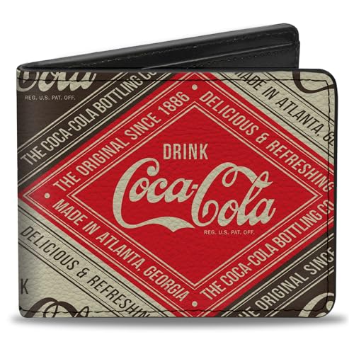 Coca-Cola Geldbörse, Bifold, Drink Coca-Cola leckere & erfrischende Blöcke rot/braun/weiß, veganes Leder von Buckle-Down