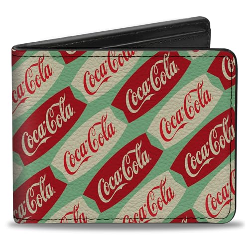 Coca-Cola Geldbörse Bifold Coca Cola Script Marquee Logo Grün Rot Weiß Veganes Leder von Buckle-Down