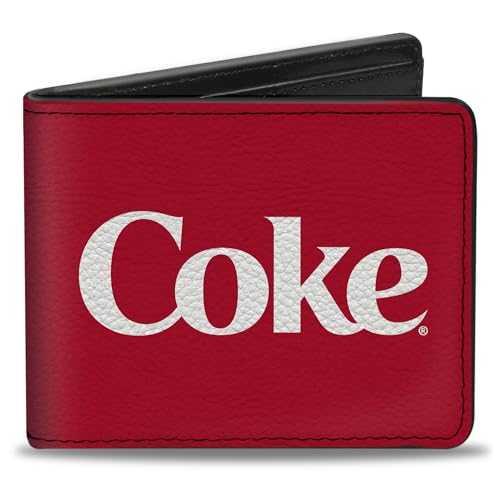 Coca-Cola Geldbörse Bifold Coke Text Logo Rot Weiß Vegan Leder von Buckle-Down