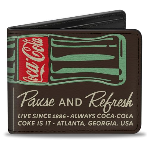Coca-Cola Geldbörse Bifold Drink Coca Cola Pause und Refresh Flasche Braun Weiß Veganes Leder von Buckle-Down