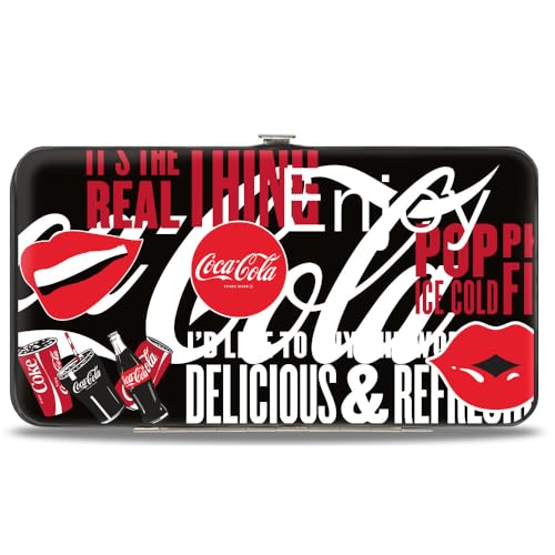 Coca-Cola Geldbörse aufklappbar Coca Cola Its The Real Thing Collage Schwarz Rot Weiß Veganes Leder von Buckle-Down