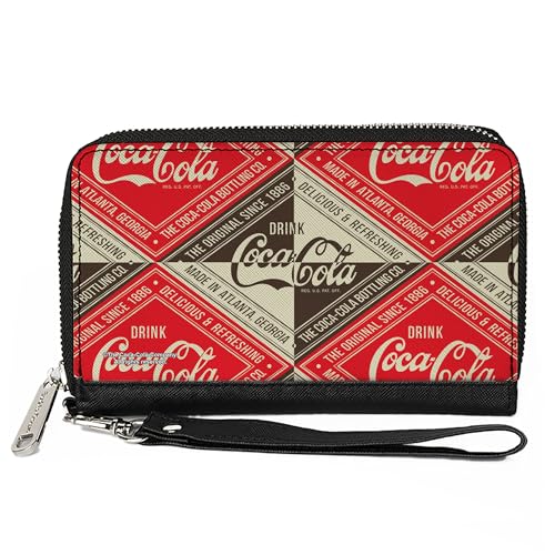 Coca-Cola Geldbörse mit umlaufendem Reißverschluss, Drink Coca-Cola leckere & erfrischende Blöcke rot/braun/weiß, veganes Leder von Buckle-Down