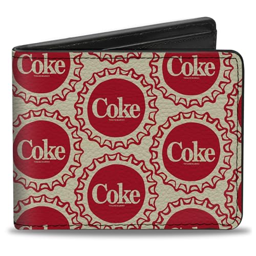 Coca-Cola Wallet Bifold Coca Cola Coke Flaschenverschlüsse Collage Weiß Rot Veganes Leder von Buckle-Down