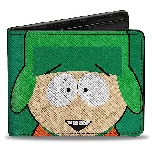 Comedy Central Geldbörse, Bifold, South Park Kyle Face Character Close Up Grün, veganes Leder, Grün , 4.0" x 3.5", Casual von Buckle-Down