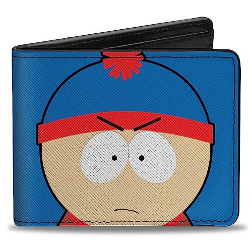 Comedy Central Geldbörse, Bifold, South Park Stan Face Character Close Up Blau, veganes Leder, Blau, 4.0" x 3.5", Casual von Buckle-Down