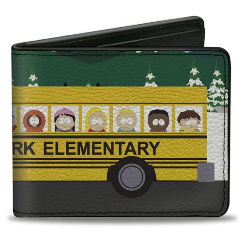 Comedy Central Wallet Bifold South Park Elementary School Bus Character Group Scene Vegan Leather, 4.0" x 3.5", Casual von Buckle-Down