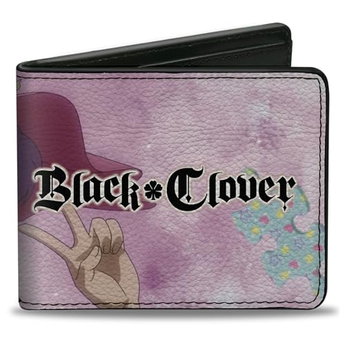 Crunchyroll Geldbörse Bifold Black Clover Dorothy Unsworth Peace Pose und Title Logo Rosa Veganes Leder, Pink, 4.0" x 3.5", Casual von Buckle-Down
