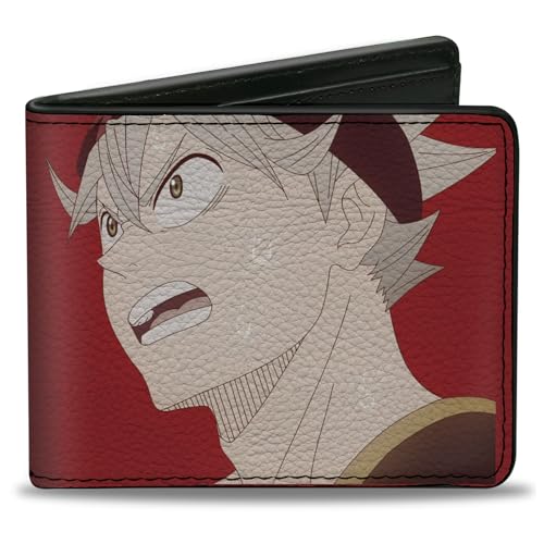 Crunchyroll Wallet Bifold Black Clover Asta Sweating Pose Red Vegan Leather, Mehrfarbig, 4.0" x 3.5", Casual von Buckle-Down