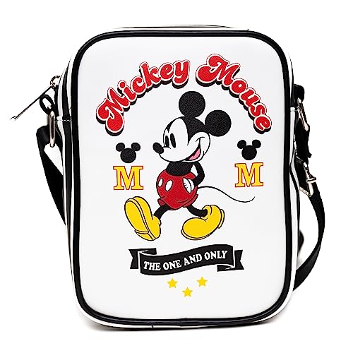 Disney Tasche Crossbody Mickey Mouse the One and Only Classic Standing Pose Vegan Leather, Weiss/opulenter Garten, 20,3 cm x 16,5 cm von Buckle-Down