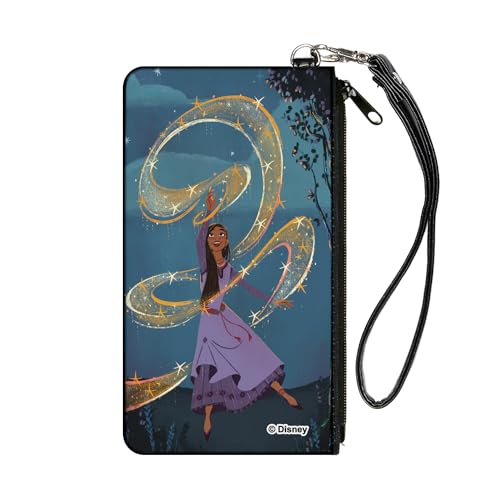 Disney Geldbörse, Reißverschluss Clutch, Wish Asha Dancing Swirl Pose Blues Yellows, Canvas, SMALL, Casual von Buckle-Down