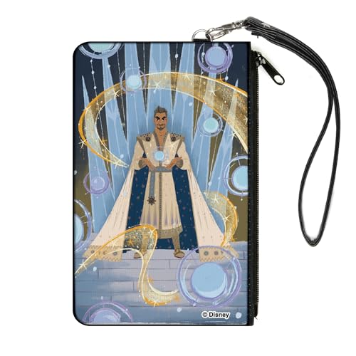 Disney Geldbörse, Zip Clutch, Wish King Magnifico Orb and Swirl Pose Blues Yellows, Canvas, Large, Casual von Buckle-Down