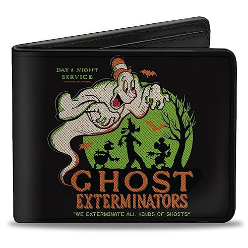 Disney Geldbörse Bifold Disney 100 Lonesome Ghost Exterminators Group Pose Schwarz Veganes Leder, Schwarz, 4.0" x 3.5", Casual von Buckle-Down