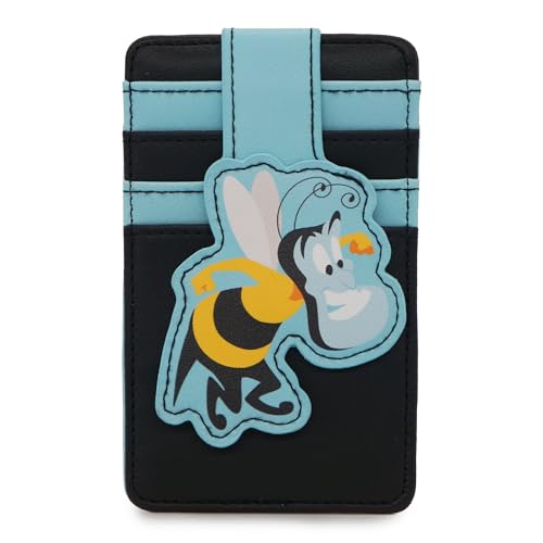 Disney Vegan Leather Wallet ID Card Holder Aladdin Bee Genie Pose Blue Black, Blau, 3.0" x 5.0", Casual von Buckle-Down