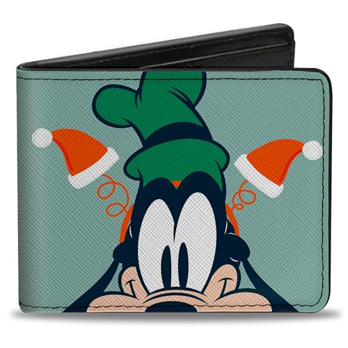 Disney Wallet, Bifold, Disney Goofy Holiday Santa Ears Pose Greens, Veganes Leder, Grün , 4.0" x 3.5", Casual von Buckle-Down