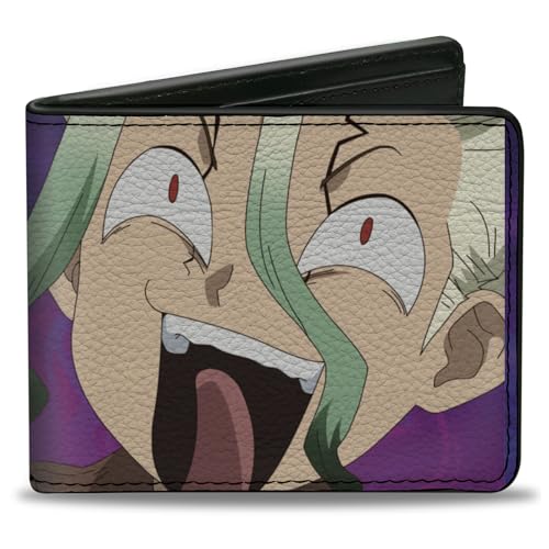 Dr. Stone Geldbörse, Bifold, Dr. Stone Gen und Senku Smiling Pose Purples, Veganes Leder von Buckle-Down
