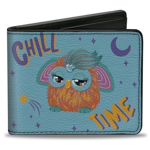 Furby Wallet Bifold Furby Purple and Orange Furby Chill Time Pose Blue Purple Vegan Leather, Blau, 4.0" x 3.5", Casual von Buckle-Down