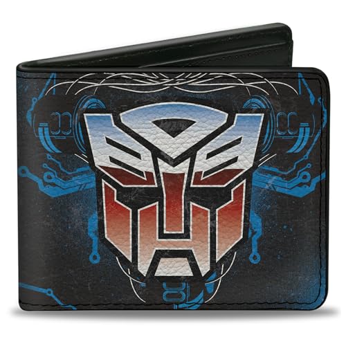 Hasbro Wallet Bifold Transformers Autobot Gradient Shield and Circuitry Black Blue Vegan Leather, Schwarz, 4.0" x 3.5", Casual von Buckle-Down