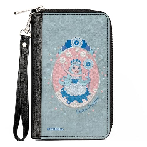 Hasbro Wallet Zip Around Candy Land Queen Frostine Pose and Float Bubbles Blue Pink Vegan Leder, Blau, 7.5"x4.5", Casual von Buckle-Down