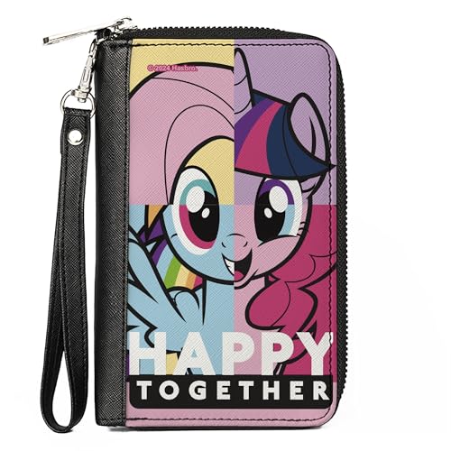 Hasbro Wallet Zip Around My Little Pony Happy Together Face Mix Up Blocks Veganes Leder, Mehrfarbig, 7.5"x4.5", Casual von Buckle-Down