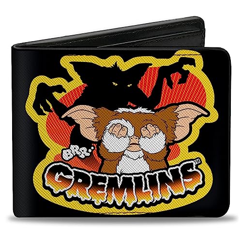 Horror Movies Geldbörse, Bifold, Gremlins Stripe und Gizmo Pose schwarz gelb, veganes Leder, 4.0" x 3.5", Casual von Buckle-Down