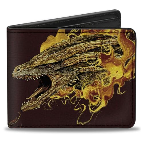 House of the Dragon Wallet Bifold House of the Dragon Syrax Pose and Text Brown Yellow Vegan Leather, Braun, 4.0" x 3.5", Casual von Buckle-Down
