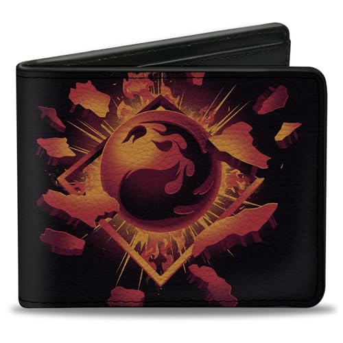 Magic the Gathering Wallet Bifold Magic the Gathering Red Mana Fireball Icon and Logo Black Red Veganes Leder, Schwarz, 4.0" x 3.5", Casual von Buckle-Down
