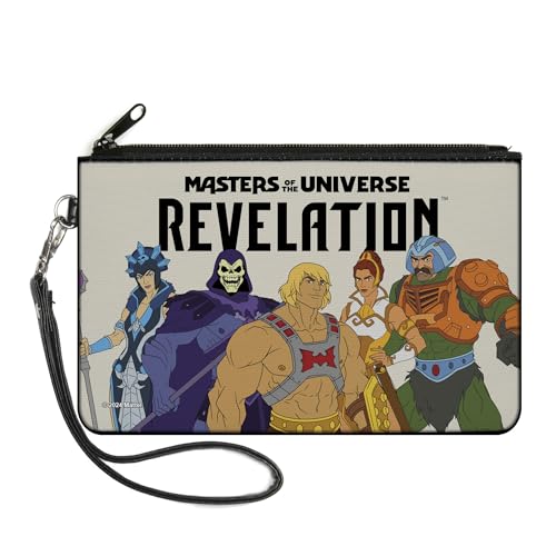 Masters of the Universe Geldbörse Zip Clutch, Masters of the Universe Revelation Group und Logo Weiß Schwarz Canvas, Mehrfarbig, Large, Casual von Buckle-Down