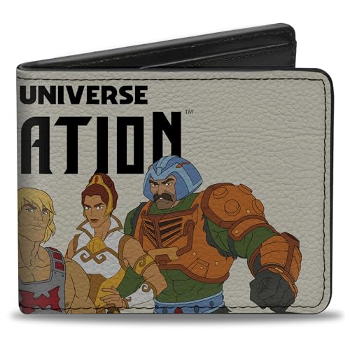 Masters of the Universe Wallet Bifold Masters of the Universe Revelation Group and Logo White Black Vegan Leather, Weiss/opulenter Garten, 4.0" x 3.5", Casual von Buckle-Down