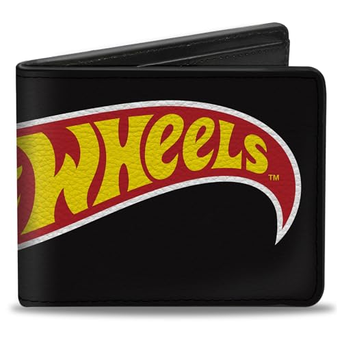 Mattel Wallet Bifold Hot Wheels Classic Flame Logo Stretch Schwarz Rot Gelb Veganes Leder von Buckle-Down