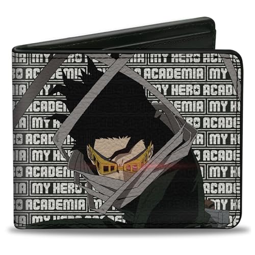 My Hero Academia Geldbörse Bifold My Hero Academia Radiergummi Kopfhaltung mit Text und Logo Schwarz Veganes Leder von Buckle-Down