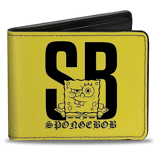 Nickelodeon Geldbörse Bifold SpongeBob SB Winking Pose Gelb Schwarz Veganes Leder, gelb, 4.0" x 3.5", Casual von Buckle-Down