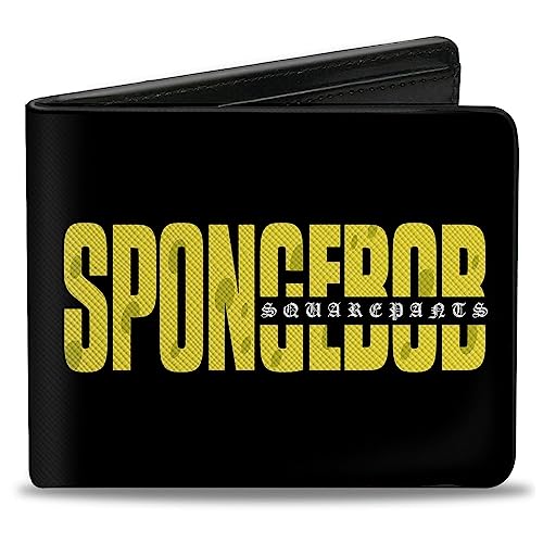 Nickelodeon Geldbörse Bifold SpongeBob Schwammkopf Titel Schwarz Gelb Veganes Leder, Schwarz, 4.0" x 3.5", Casual von Buckle-Down