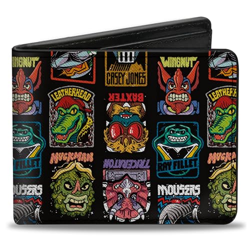 Nickelodeon Wallet Bifold Teenage Mutant Ninja Turtles Allies and Villains Poses Black Vegan Leather, 4.0" x 3.5", Casual von Buckle-Down