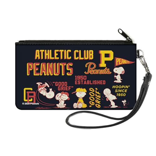 Peanuts Geldbörse Reißverschluss Clutch Peanuts Athletic Club Posen und Zitate Schwarz Rot Gelb Canvas, Schwarz, SMALL, Casual von Buckle-Down