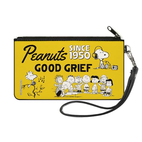 Peanuts Geldbörse Reißverschluss Clutch Peanuts Gang seit 1950 Good Grief Group Pose Gelb Schwarz Canvas, gelb, SMALL, Casual von Buckle-Down
