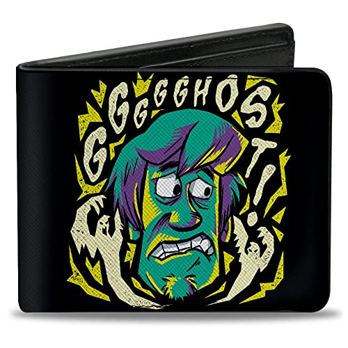 Scooby Doo Geldbörse Bifold Scooby Doo Shaggy Scared Ghost Pose Schwarz Veganes Leder, Schwarz, 4.0" x 3.5", Casual von Buckle-Down