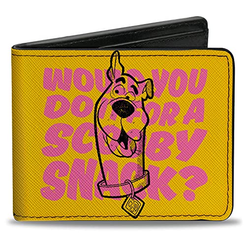 Scooby Doo Geldbörse Bifold Scooby Doo Would You Do It For A Scooby Snack? Pose Yellow, Veganes Leder, gelb, 4.0" x 3.5", Casual von Buckle-Down