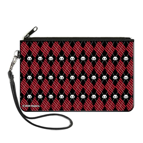 Skelanimals Geldbörse Reißverschluss Clutch Skelanimals Gesicht Logo Diamant Plaid Schwarz Rot Weiß Canvas, Schwarz, Large, Casual von Buckle-Down