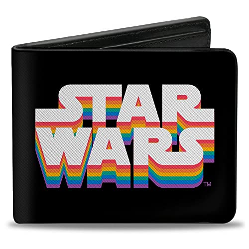 Star Wars Geldbörse Bifold Star Wars Pride Logo May the Force Be With You Zitat Schwarz Veganes Leder, Schwarz, 4.0" x 3.5", Casual von Buckle-Down