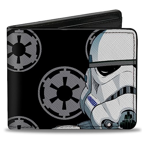 Star Wars Geldbörse Bifold Star Wars Stormtrooper Close Up Galactic Empire Logo Schwarz Veganes Leder, 4.0" x 3.5", Casual von Buckle-Down