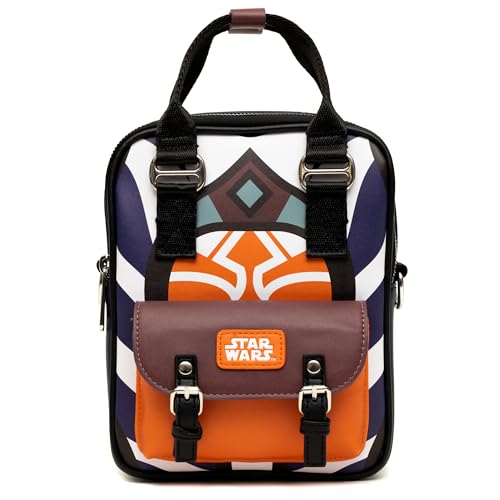 Star Wars Tasche, Cross Body, Star Wars Ahsoka Tano Character Close Up, veganes Leder, Schwarz, 8.5" x 6.5" von Buckle-Down